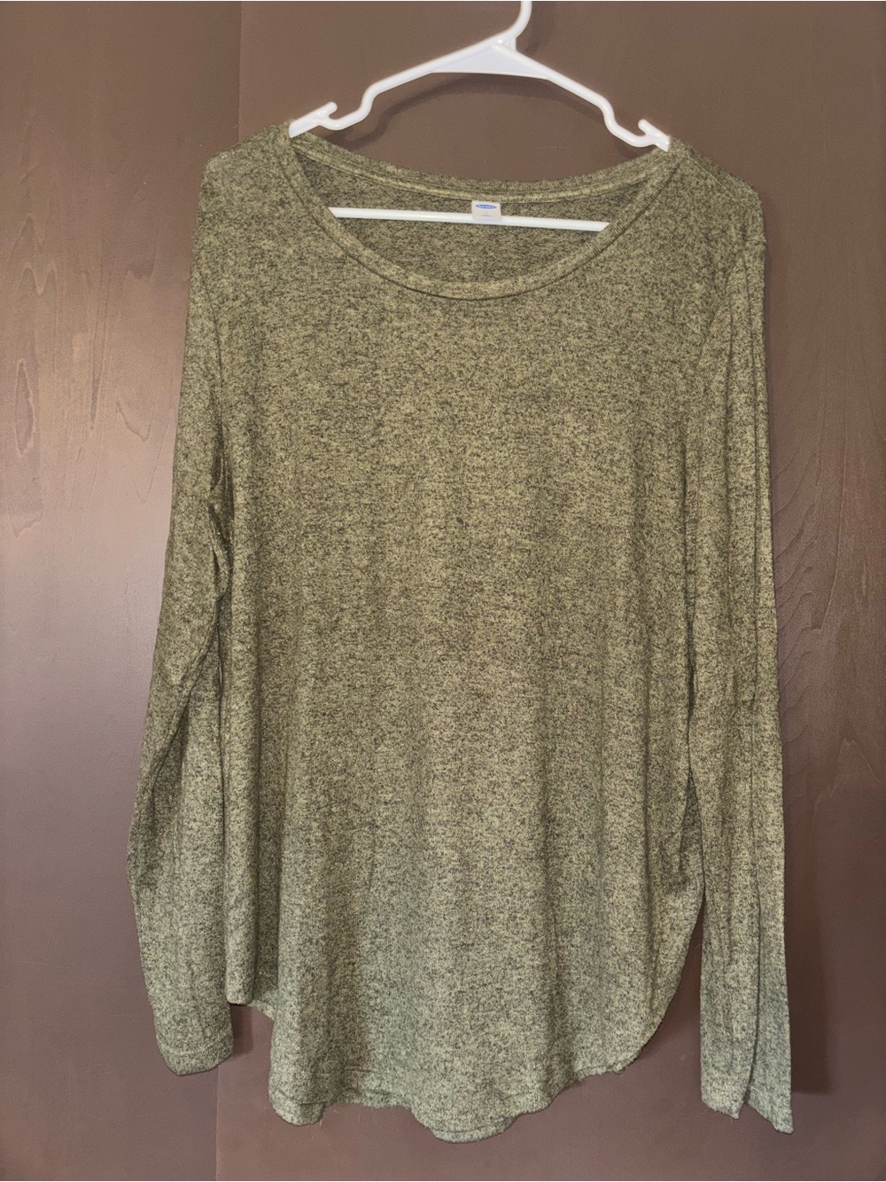 Old Navy Olive Green Long Sleeve Scoop Neck Top